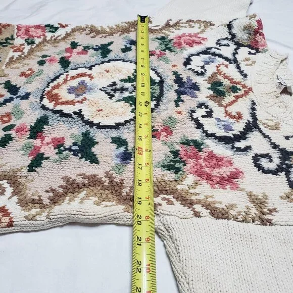 Vintage Embroidered Floral Knit Sweater Womens Size M Cottagecore Grannycore - Picture 6 of 7